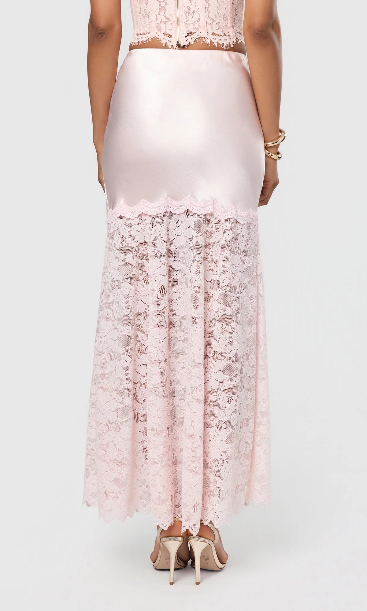 Perrine Lace Combo Satin Skirt
