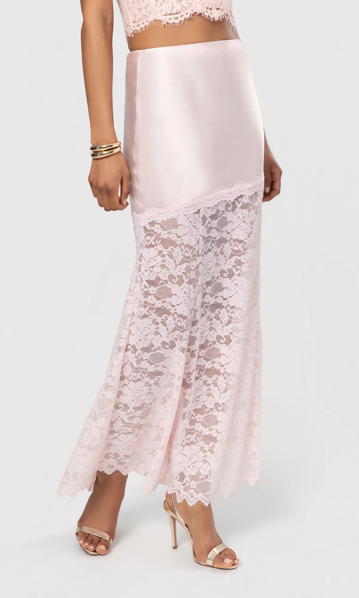 Perrine Lace Combo Satin Skirt