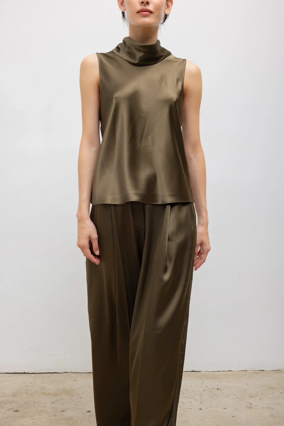 Barb Sleeveless Cowl Neck