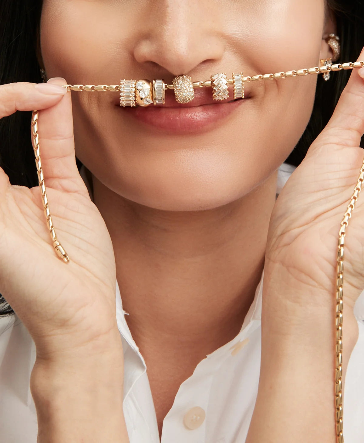 Diamond Full Stack Baguette Big Bead