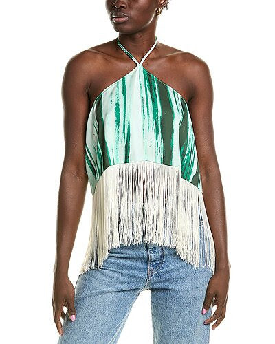 BCBGMAXAMARIA Fringe Halter Top