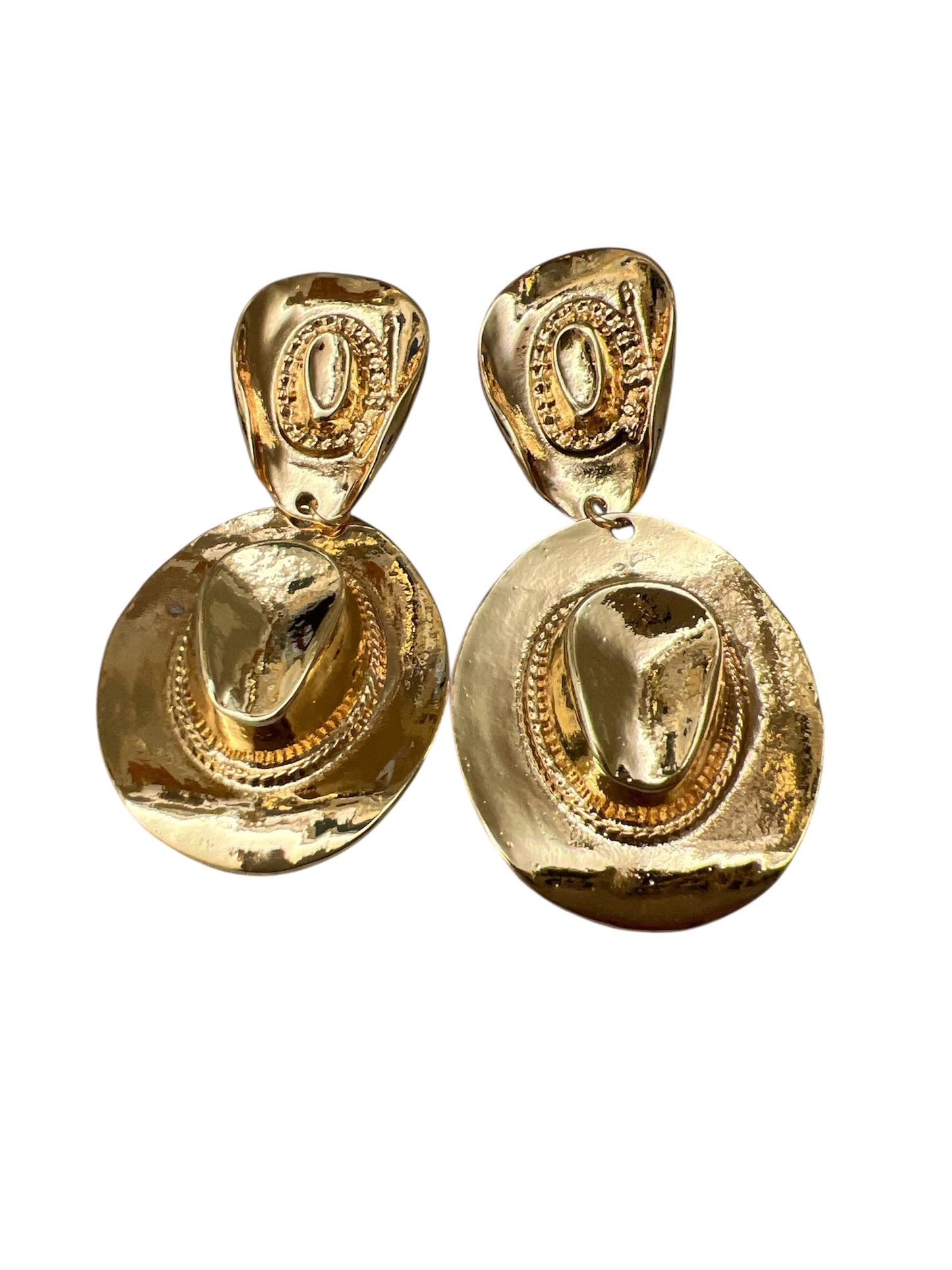 Cowboy Hat Earrings- Gold