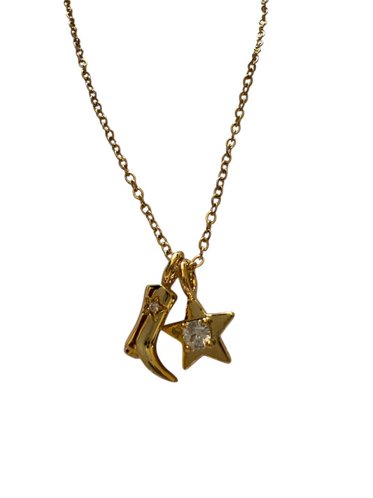 Cowboy Boot Necklace with Star