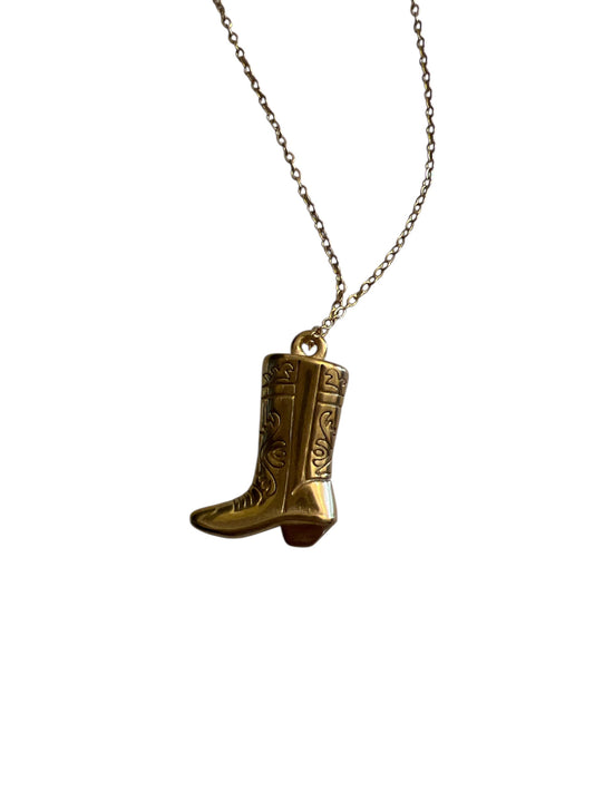 Cowboy Boot Necklace- Gold
