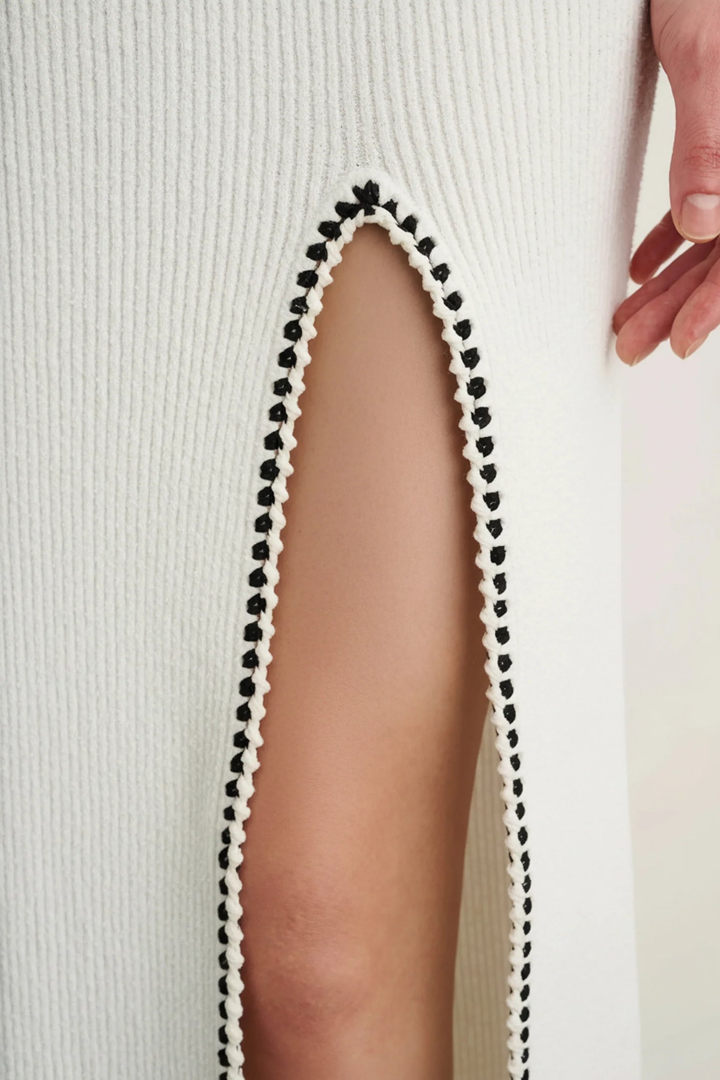 Amora Fringe Midi Skirt With Slit- Toccin