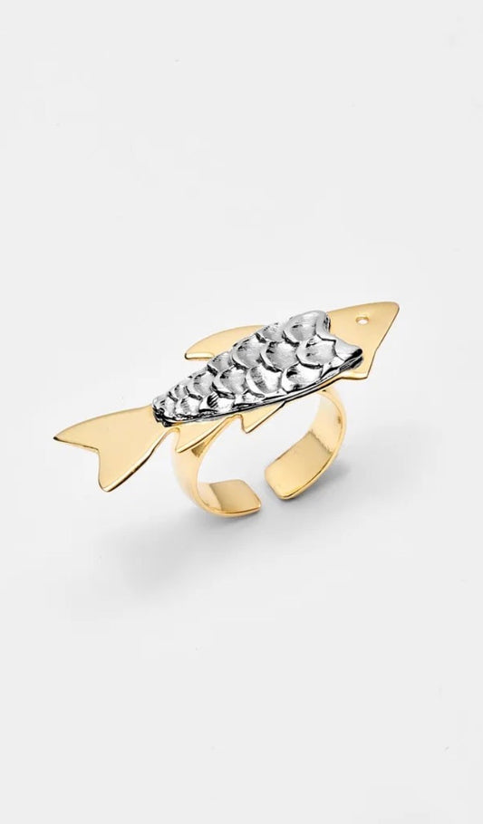 Gold Jaraqui Fish Ring- Zambia