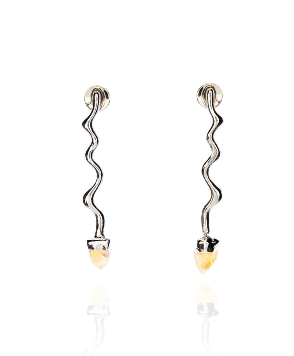 Curves Earrings with Citrine stones - Zambia