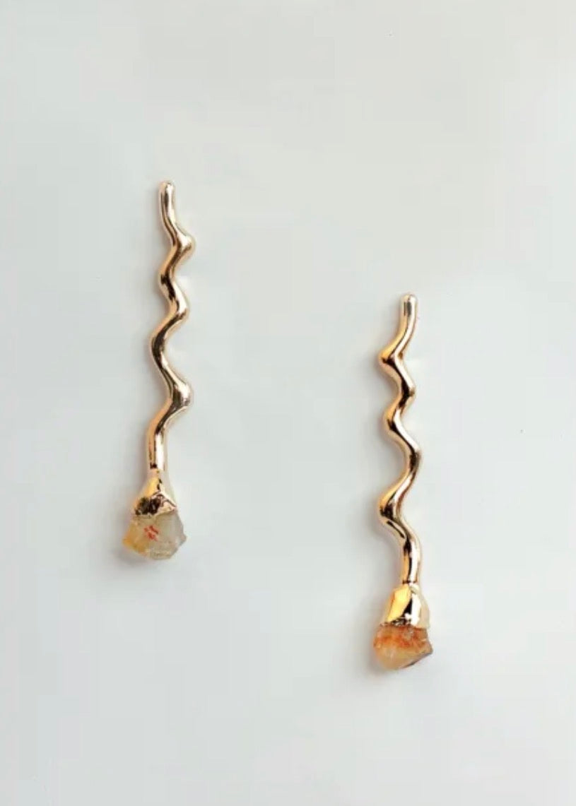 Curves Earrings with Citrine stones - Zambia