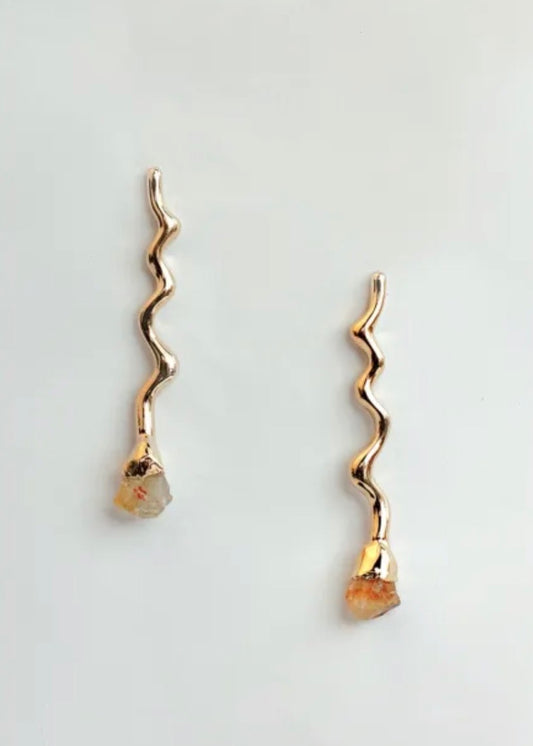 Curves Earrings with Citrine stones - Zambia
