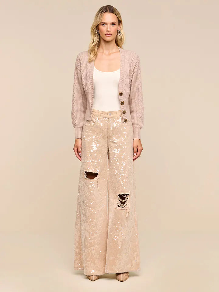 Hail V Neck Cable Cardigan