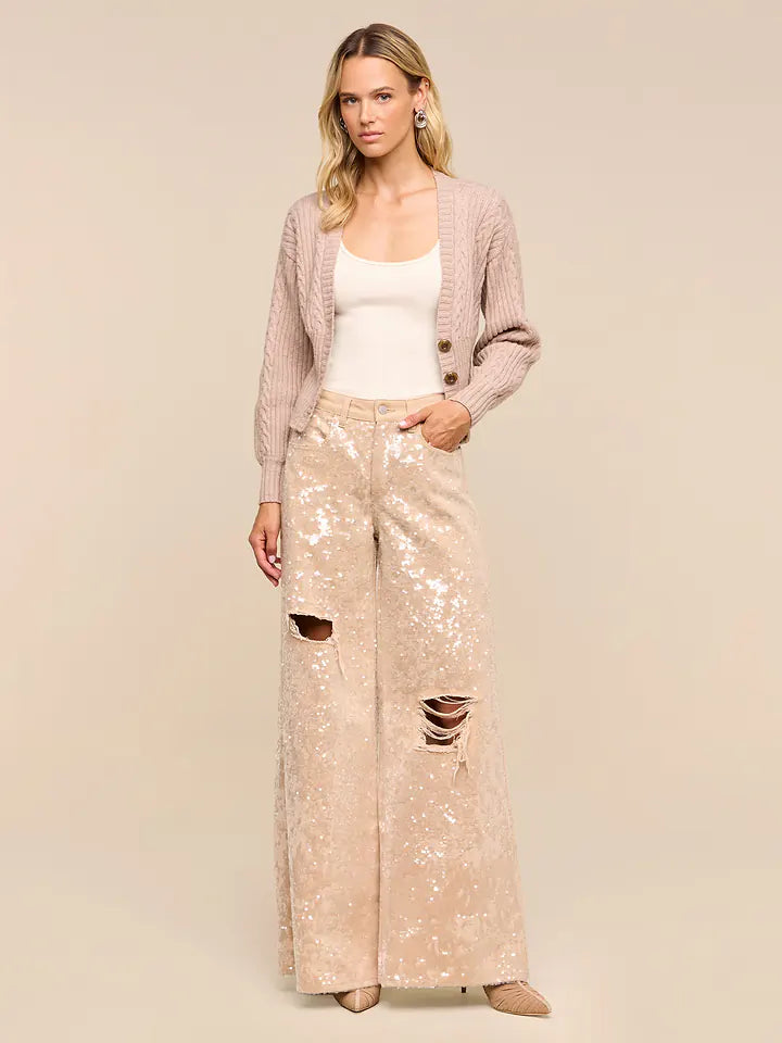 Hail V Neck Cable Cardigan