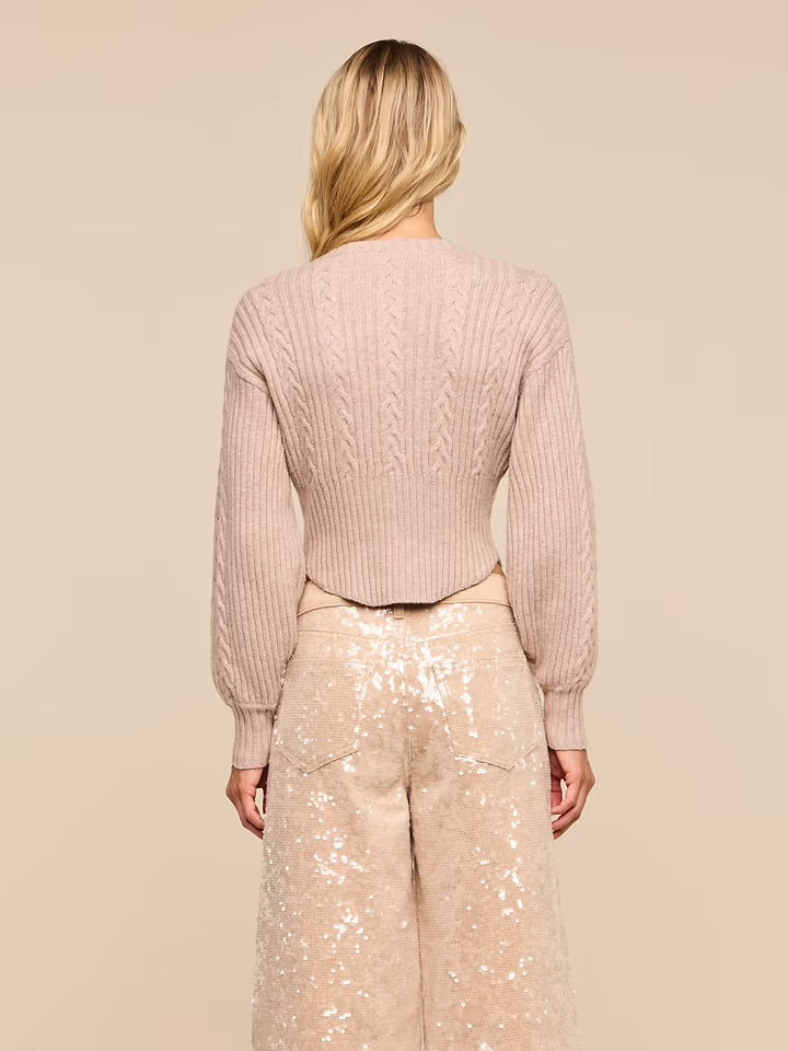 Hail V Neck Cable Cardigan