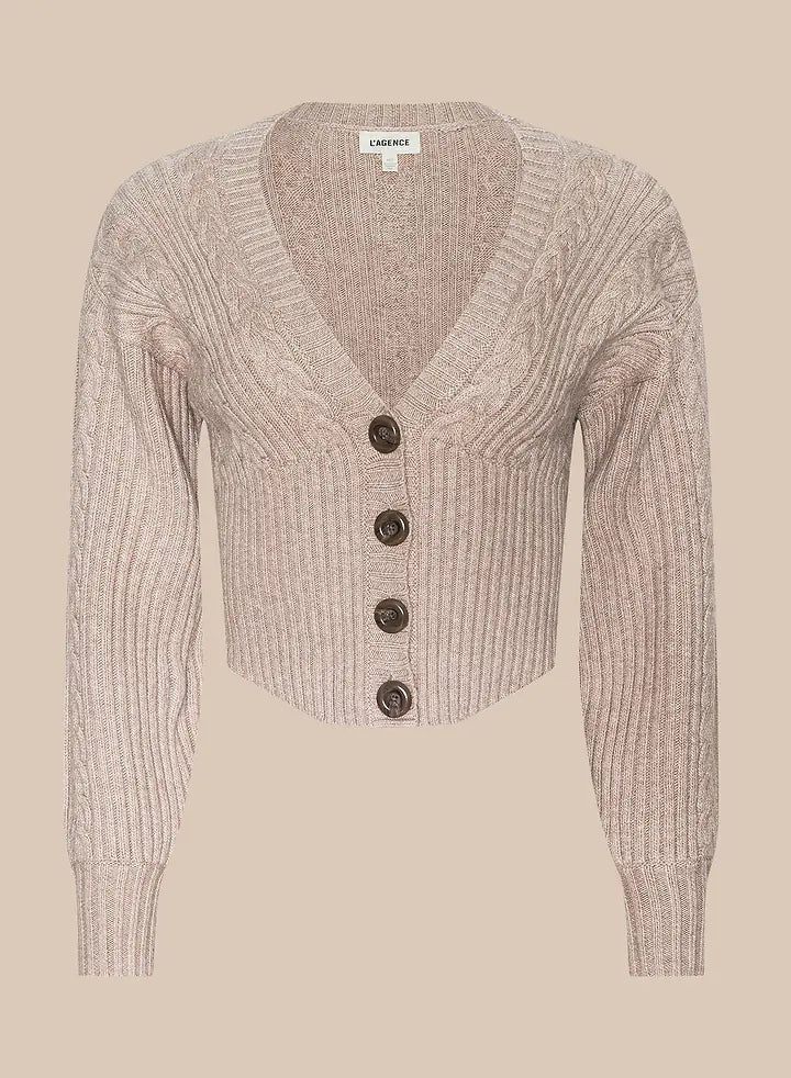 Hail V Neck Cable Cardigan