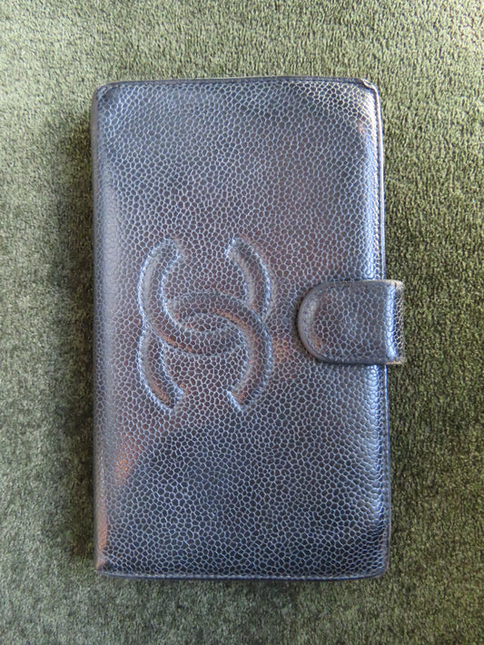 Chanel Caviar Clasp Black Long Wallet