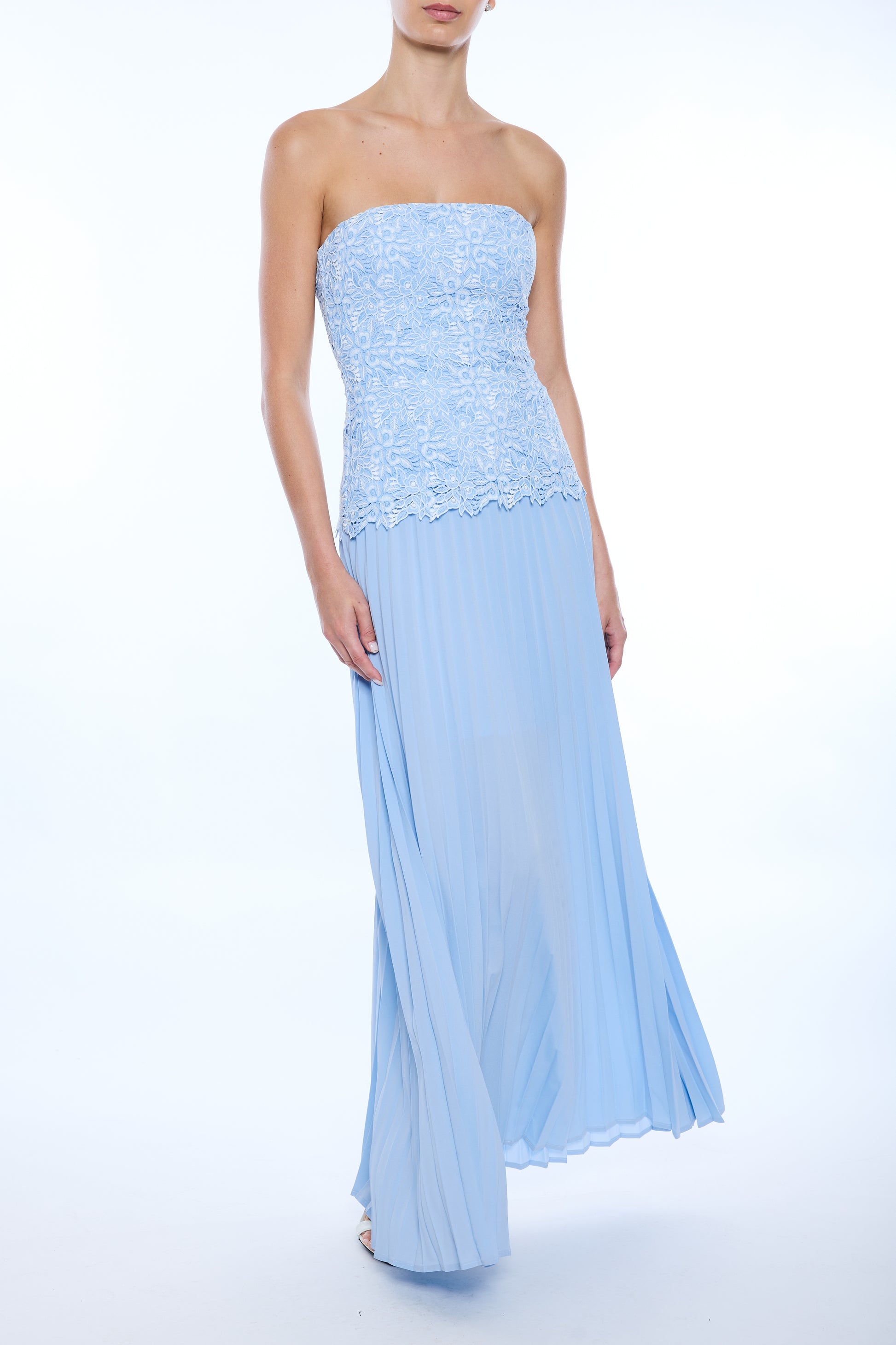 CODY TWO TONE LACE PLEAT DRESS