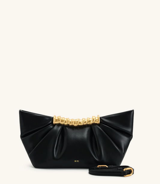 Leia Pleated Clutch - Black