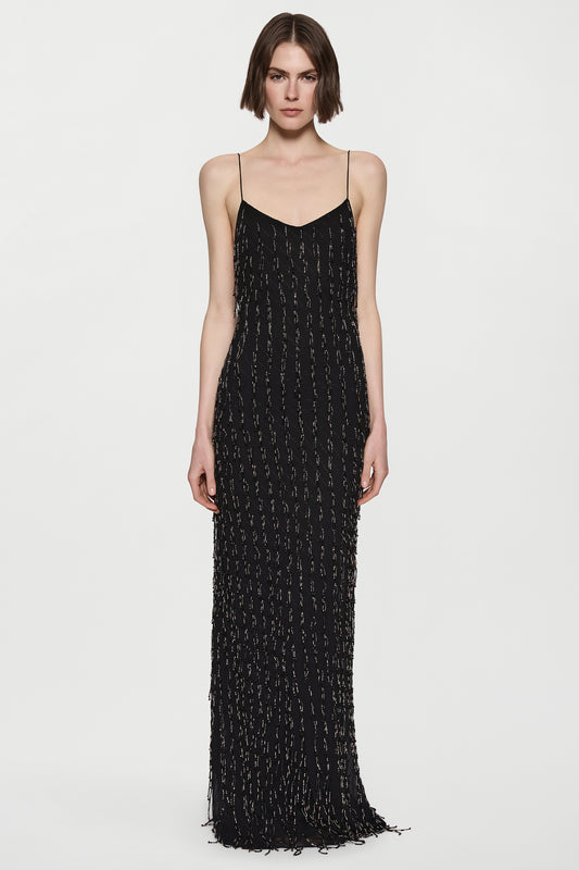 Fringe Beaded Slip Dress