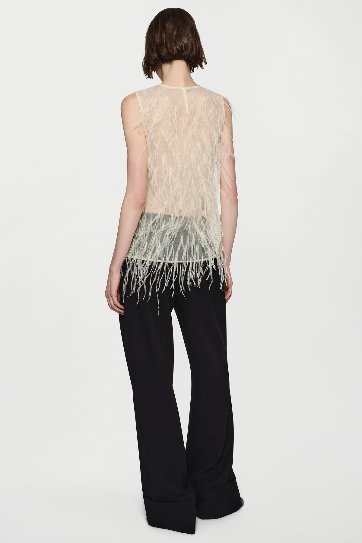 Organza Feather Shell Top