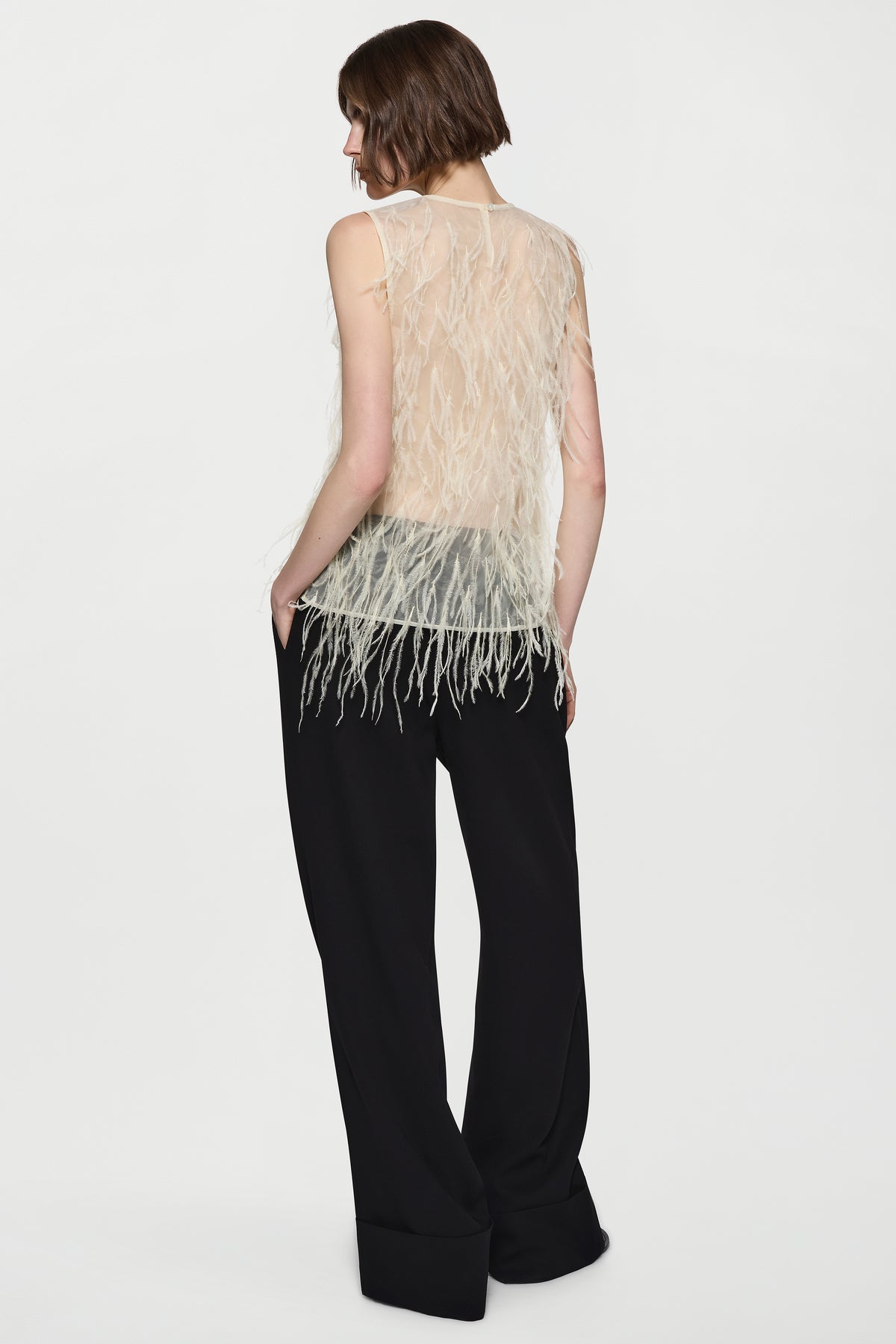 Organza Feather Shell Top