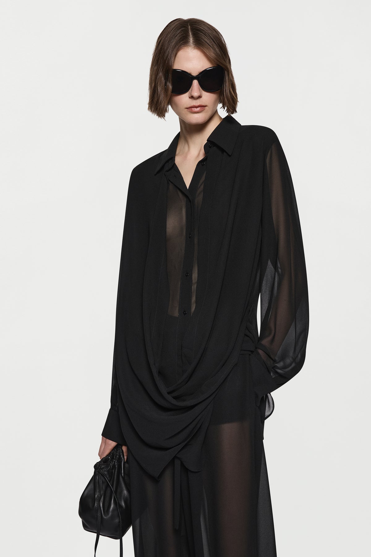 Drape front shirt