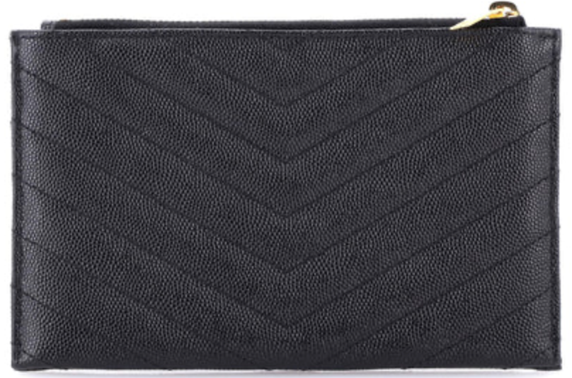 Saint Laurent Classic Monogram Zip Bill Pouch Matelasse Chevron Leather Medium