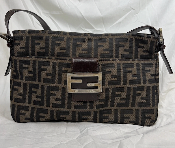Fendi Zucchino Mama Baguette Shoulder Bag