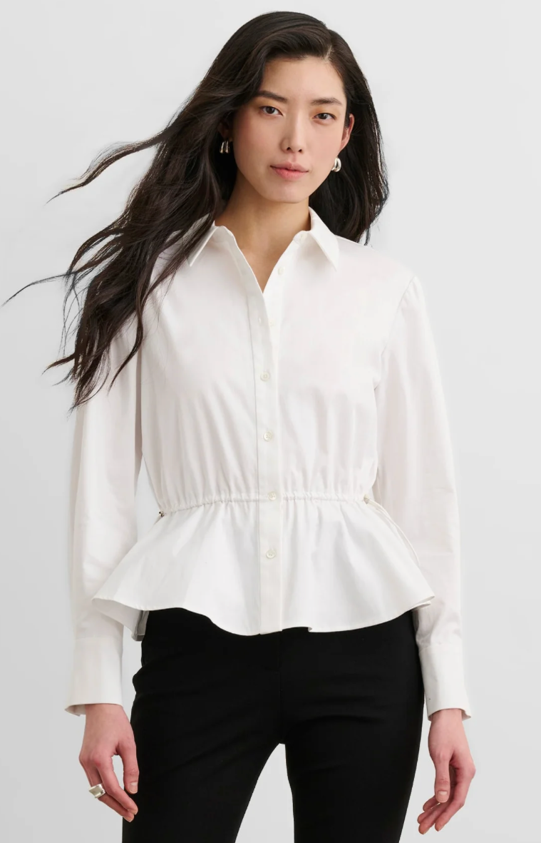 Ingrid Button Down Shirt with Drawstrings - TOCCIN