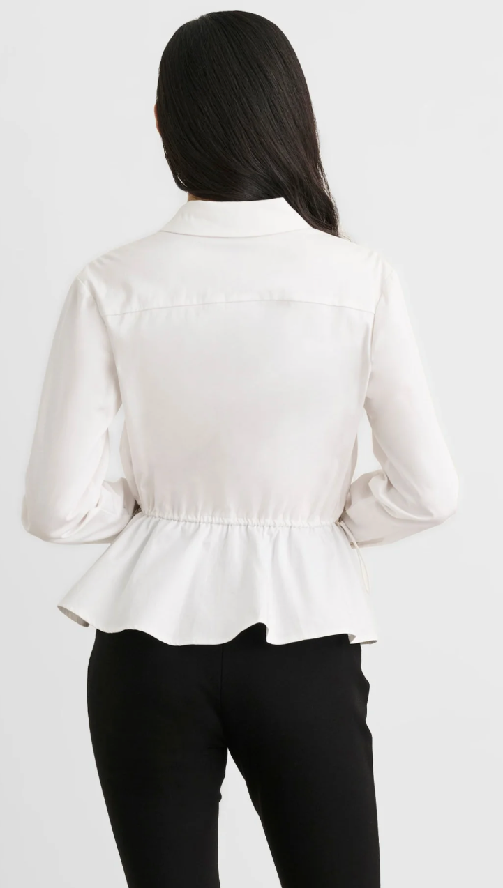 Ingrid Button Down Shirt with Drawstrings - TOCCIN