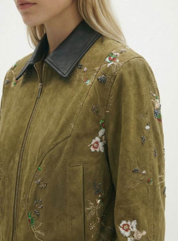 VESTE COURTE BRODERIE PERLES
