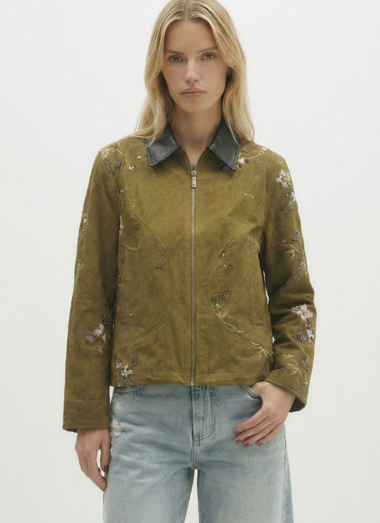 VESTE COURTE BRODERIE PERLES