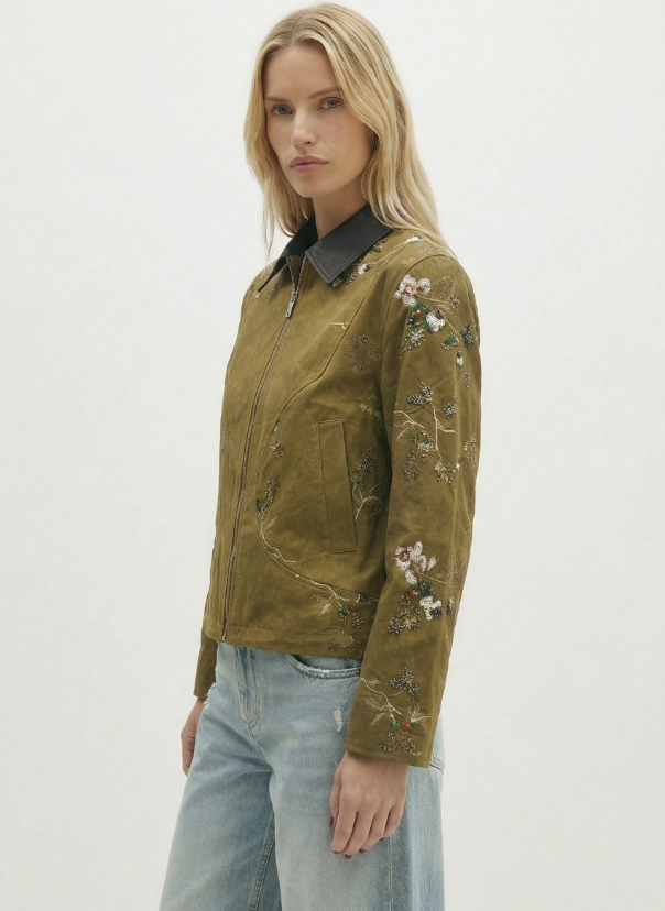 VESTE COURTE BRODERIE PERLES