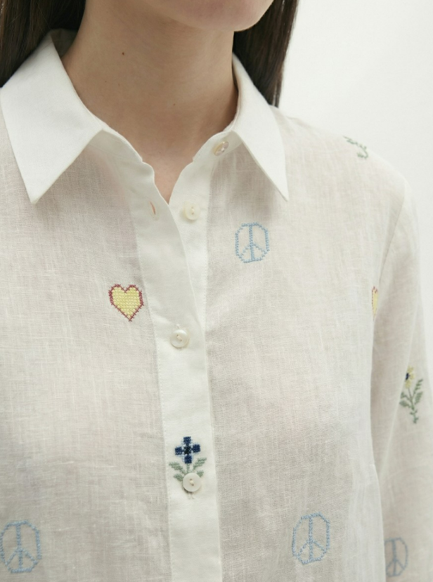 CHEMISE ML BRODERIES COLOREES