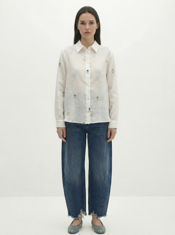 CHEMISE ML BRODERIES COLOREES