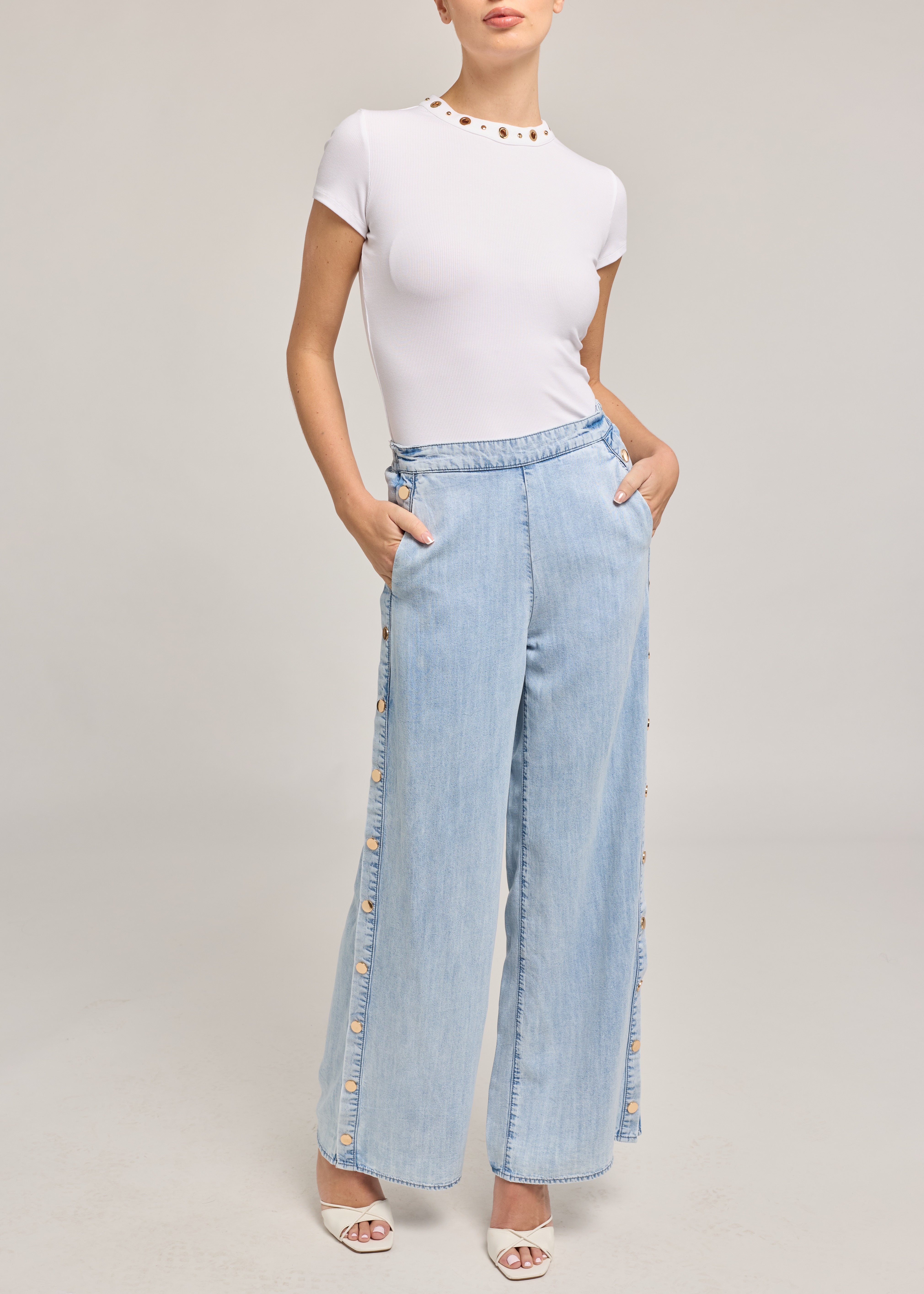 JOSALYN DENIM SNAP PANTS – Henry Ellis