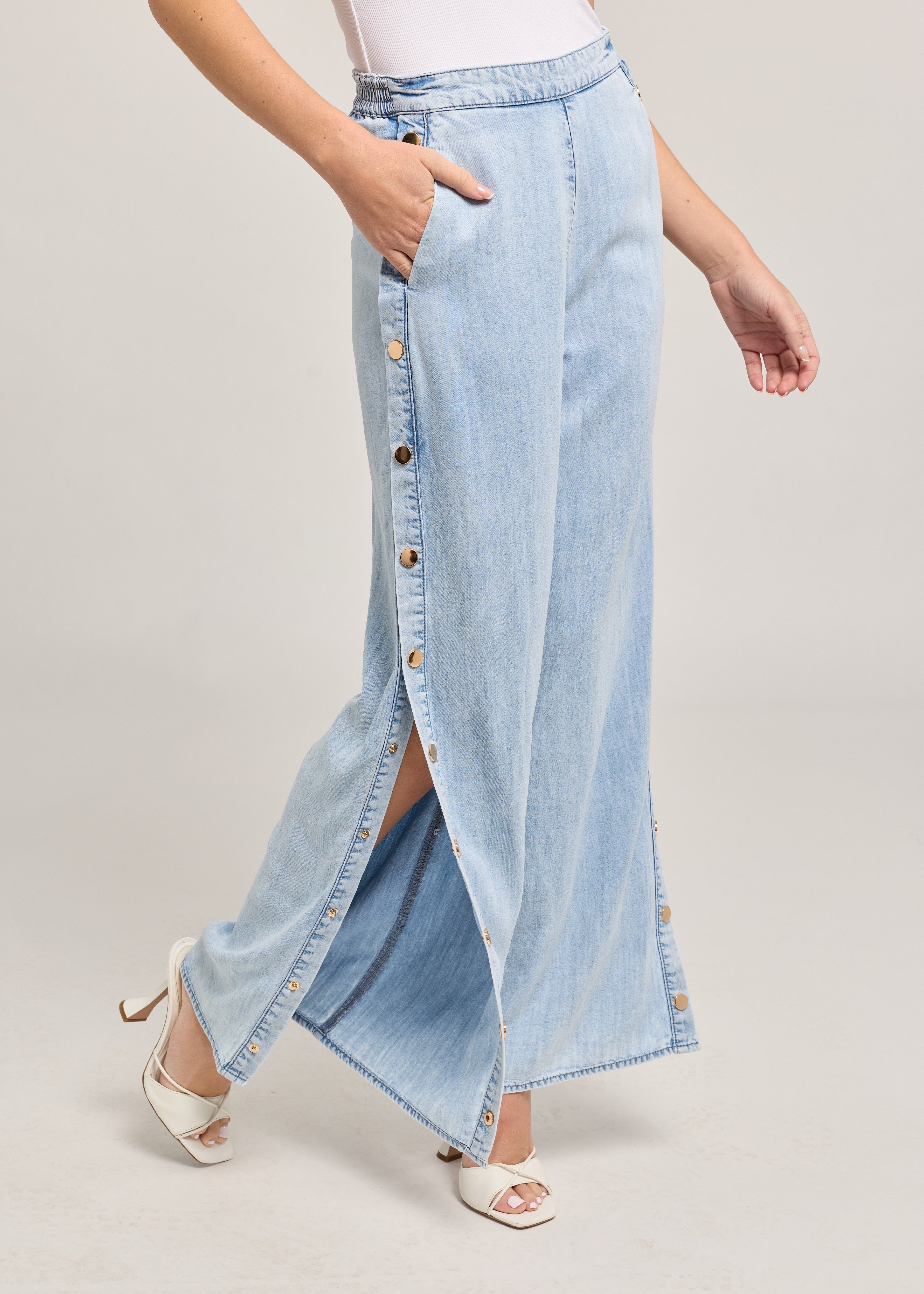 JOSALYN DENIM SNAP PANTS – Henry Ellis