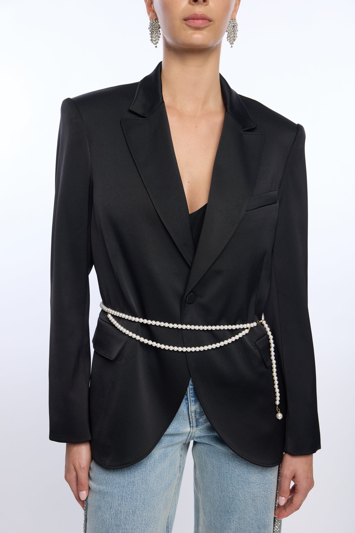 MARTINA SATIN BELTED BLAZER