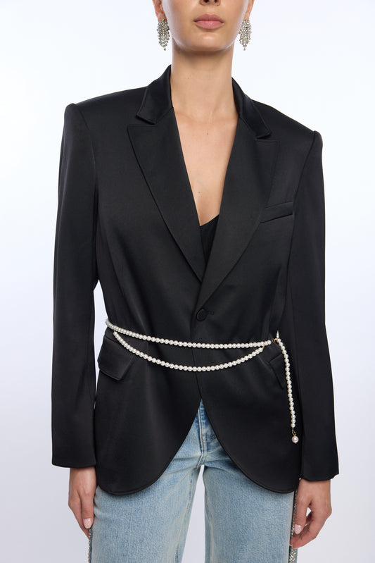 MARTINA SATIN BELTED BLAZER