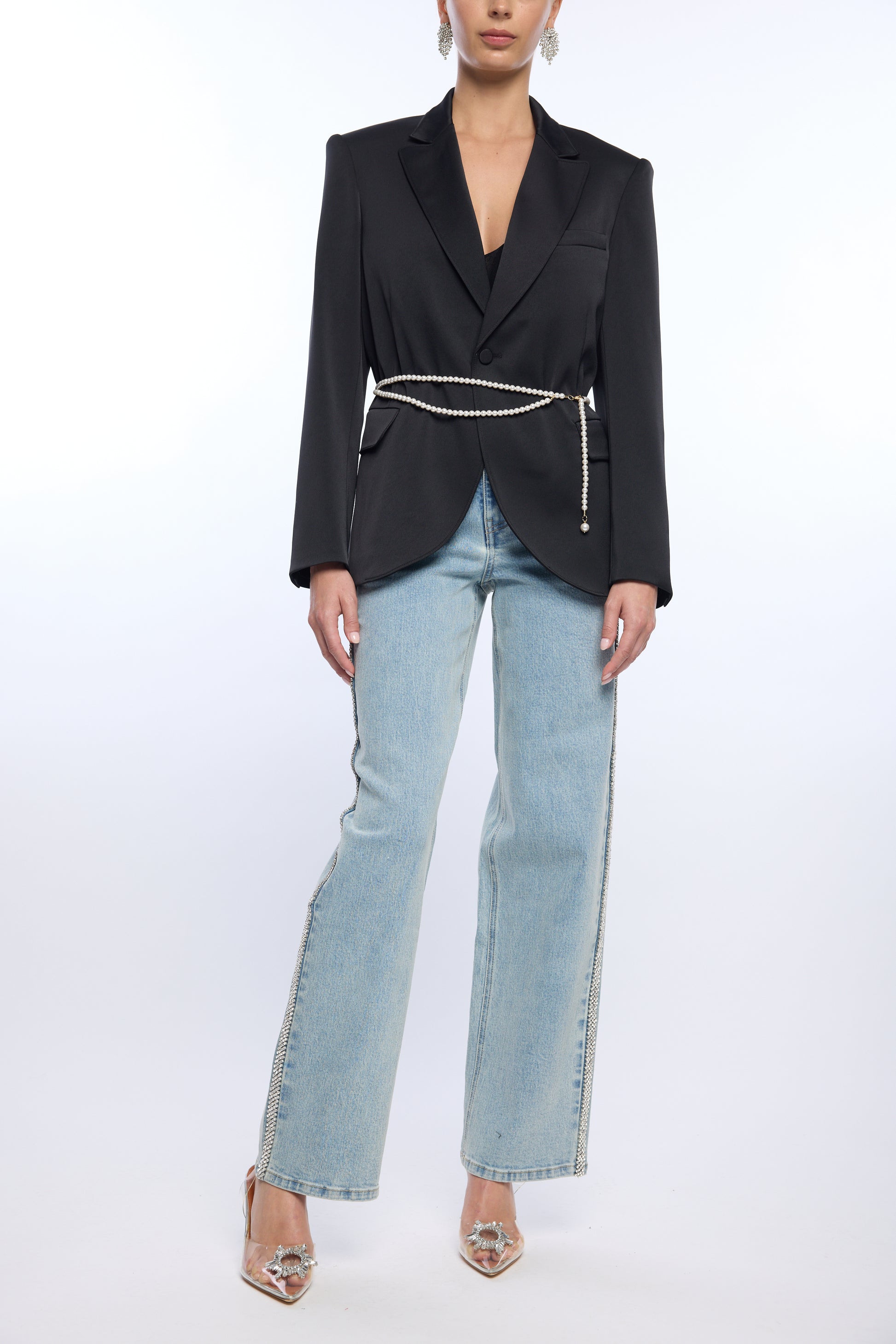 MARTINA SATIN BELTED BLAZER