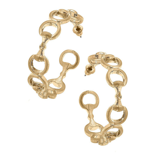 Rhoda Horsebit Hoop Earrings in Worn Gold