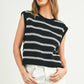 Crew Neck Striped Knit Tank Top
