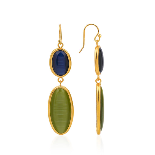 Chakarr Jewelry - CORE | BLUE GREEN COLOR-BLOCK EARRINGS