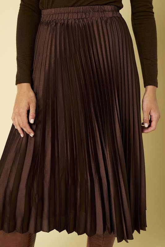 Sunburst Pleated Satin Skirt