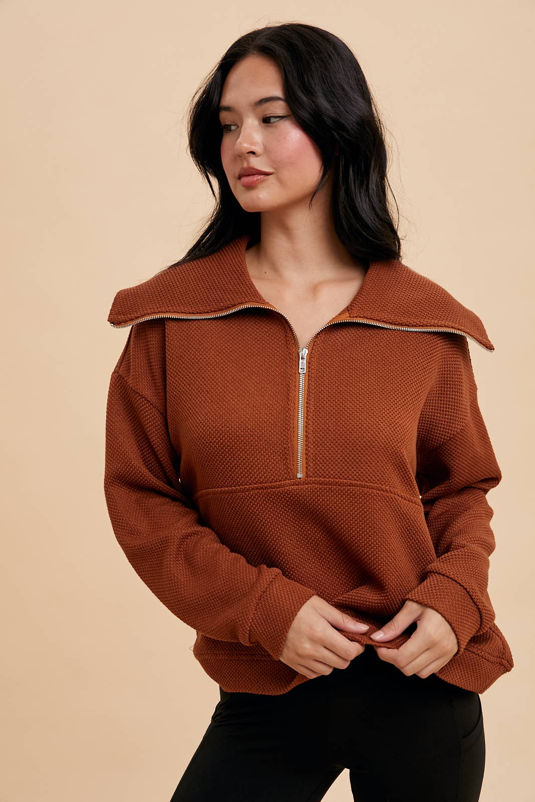 In Loom - EXAGGERATED LAPEL QUARTER ZIP PULLOVER