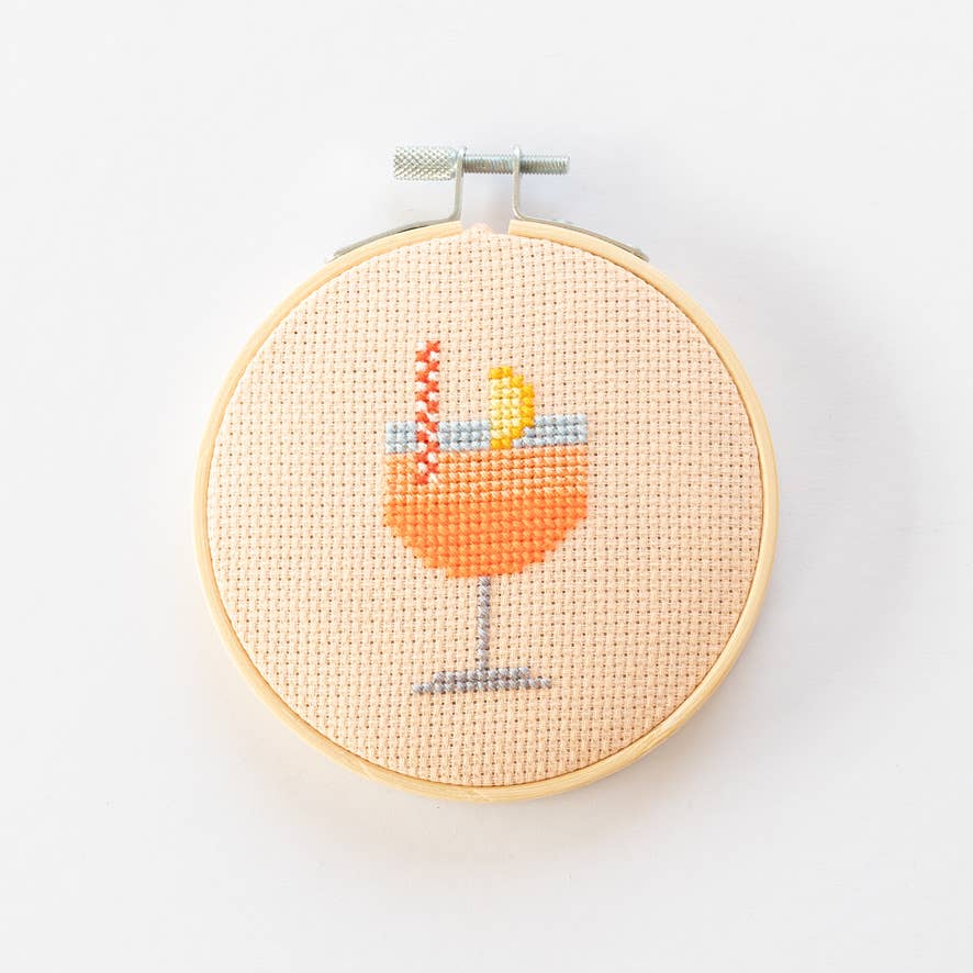 Cotton Clara Craft Kits & Supplies - Aperol Cocktail Beginner Counted Cross Stitch Kit