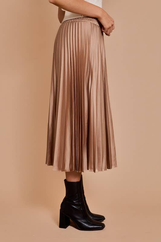 Sunburst Pleated Satin Skirt