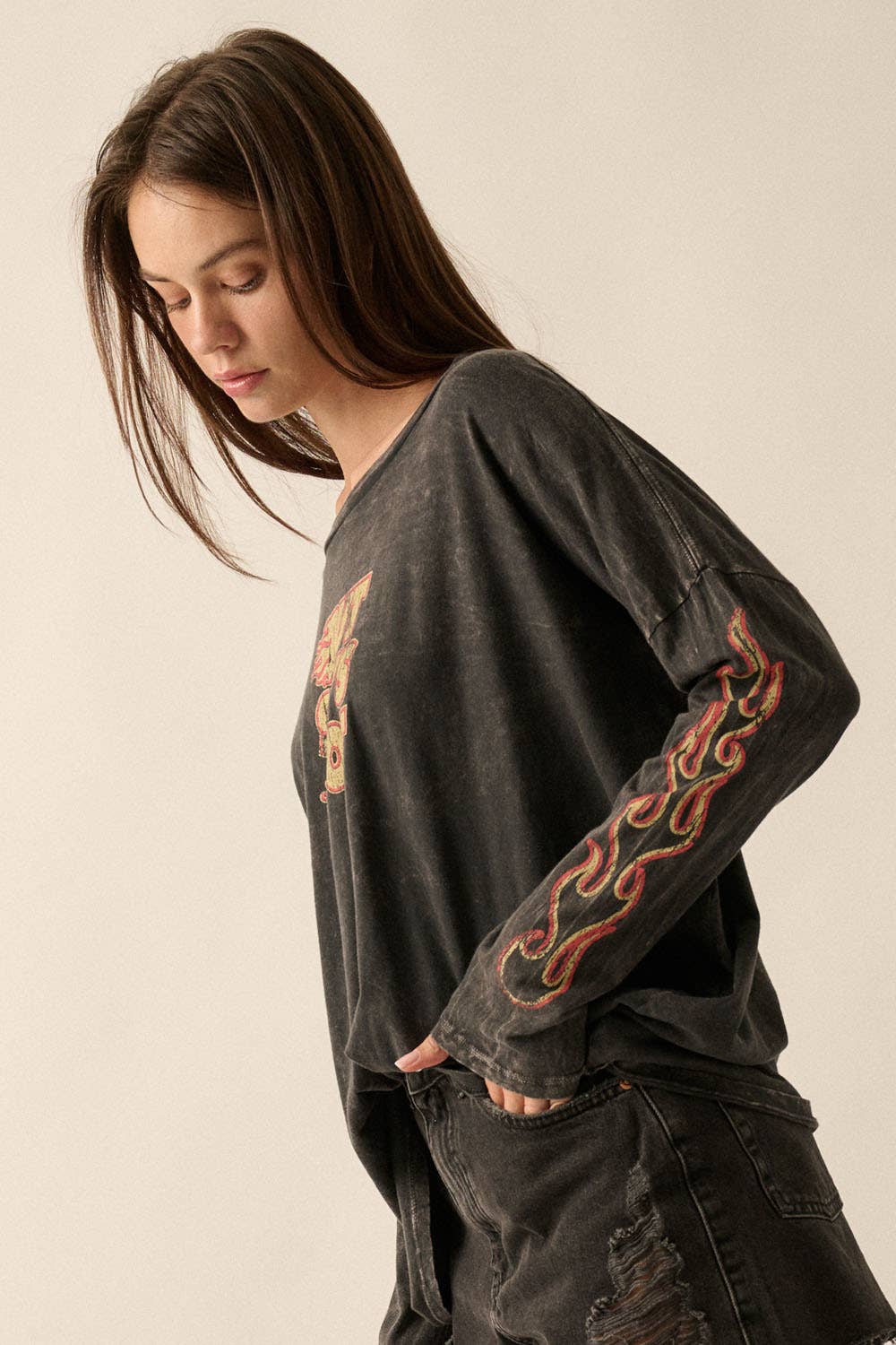 Vintage Canvas - But She's Hot Flames Mineral Wash Graphic Tee
