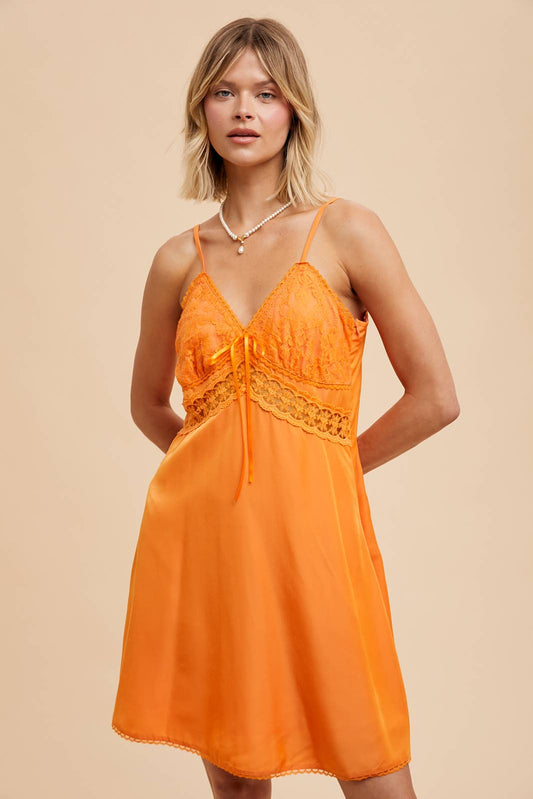 TENCEL BLEND LACE SLIP DRESS