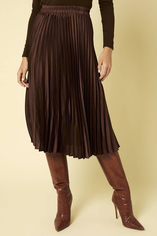 Sunburst Pleated Satin Skirt