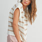 Crew Neck Striped Knit Tank Top