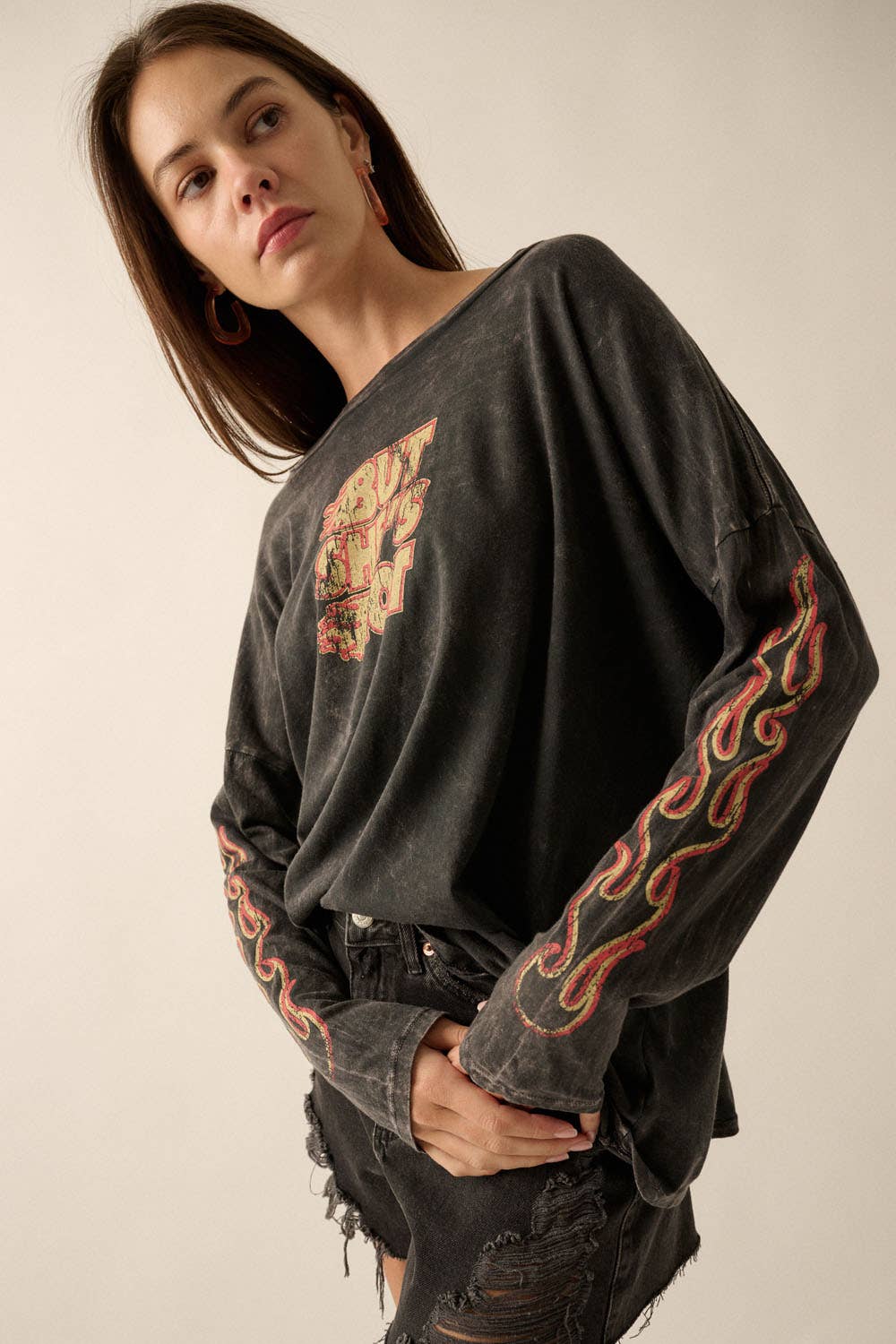 Vintage Canvas - But She's Hot Flames Mineral Wash Graphic Tee